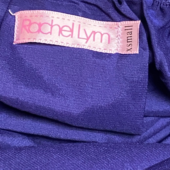 Rachel Lym PURPLE Resort Top Stretch Satin Swim Coverup Ruffle Off Shoulder - Picture 9 of 12